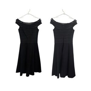 Catherine Malandrino Rhea party dress Black Off Shoulder Fit Flare Sz 0 Cocktail